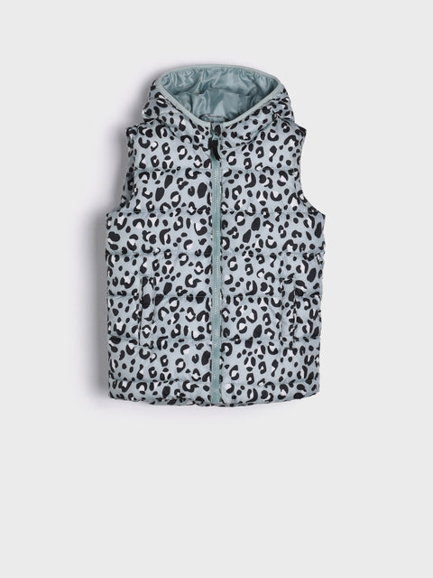 Sinsay Girl's Green Leopard Quilted Vest | Sinsay In Lebanon