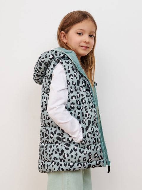 Sinsay Girl's Green Leopard Quilted Vest | Sinsay In Lebanon
