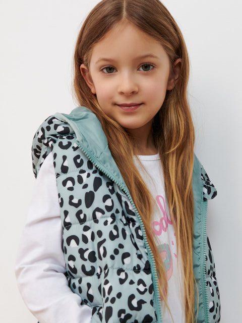 Sinsay Girl's Green Leopard Quilted Vest | Sinsay In Lebanon