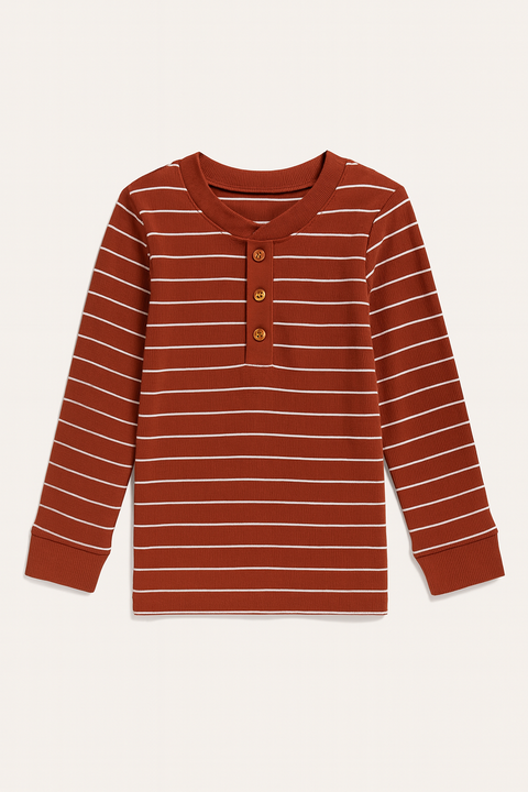 POMPdeLUX Boy's Multicolor Striped Honolulu Henley Long-Sleeve Blouse |POMPdeLUX in Lebanon
