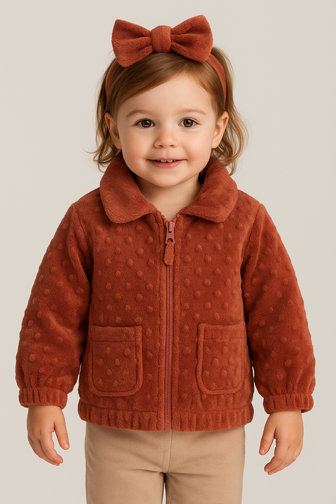 POMPdeLUX Girl's Dusty Rose Fleece Jacket | POMPdeLUX in Lebanon