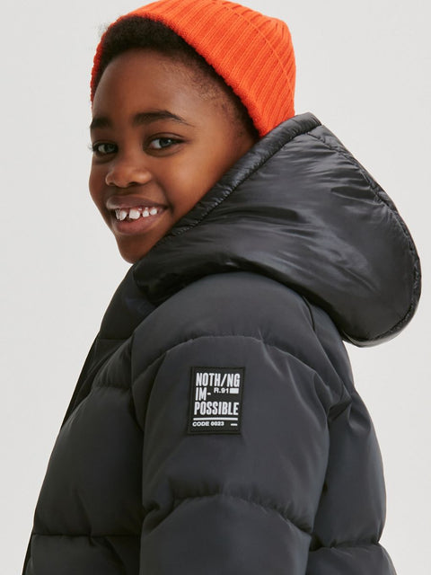 Reserved Boy's Dark Gray Puffer Hooded Jacket|Reserved In Lebanon