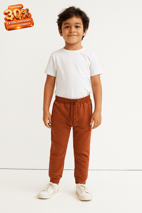 Reserved Boy's Brown Elastic Waistband Sweatpants | Reserved In Lebanon