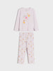 Children's pajama set with long-sleeve top and pants on a white background