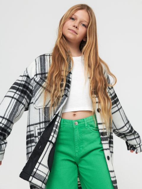 Sinsay Girl's Black Check Shacket | Sinsay In Lebanon