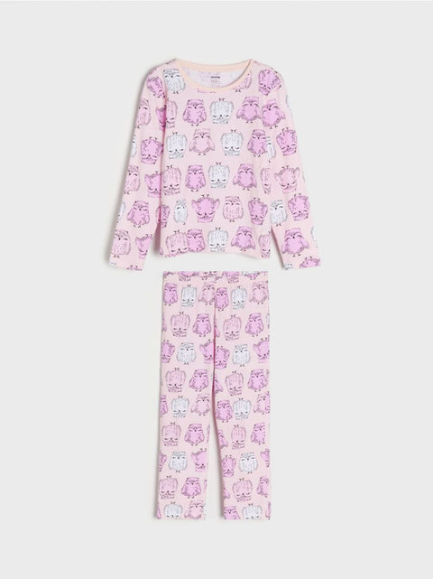 Sinsay Girl's Light Pink Printed Pajama Set |Sinsay In Lebanon