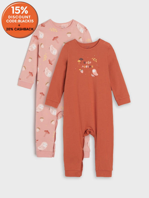 Sinsay Fox & Bunny Baby Girl's Multi-Peach Pack Of 2 Overalls | Sinsay In Lebanon