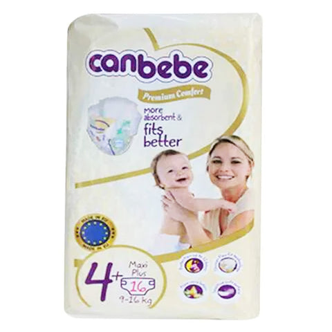 Canbebe Premium Comfort Baby Diaper Size 4+ (9-16KG) 36 Diapers