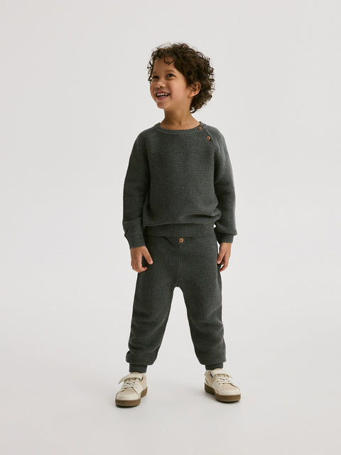 Reserved Baby Boy's Grey Knitted Pajama Set | Reserved In Lebanon
