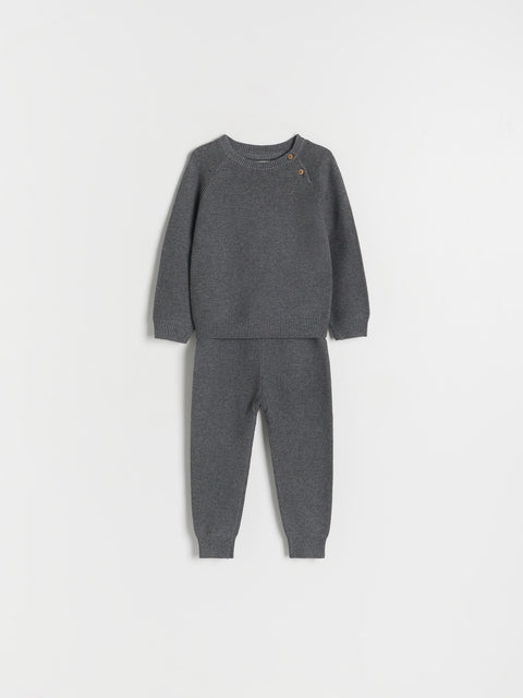 Reserved Baby Boy's Grey Knitted Pajama Set | Reserved In Lebanon