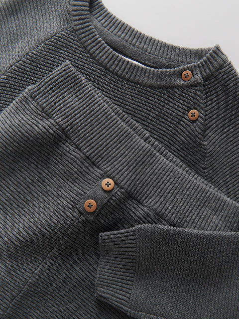 Reserved Baby Boy's Grey Knitted Pajama Set | Reserved In Lebanon