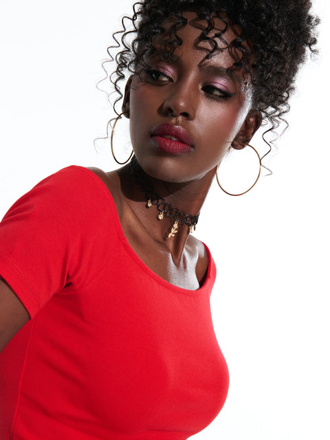 Sinsay Women's Red Off Shoulder Cotton Top| Sinsay In Lebanon