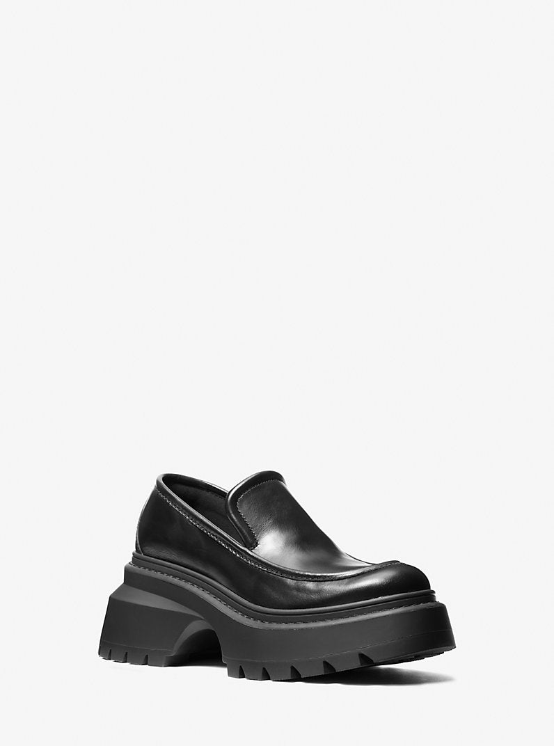 Michael Kors Women's Black Shiloh Leather Lug Loafers | Michael Kors In Lebanon