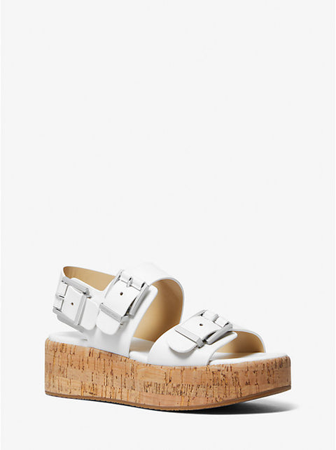 Michael Kors Women's White Colby Leather Flatform Sandal |Michael Kors In Lebanon