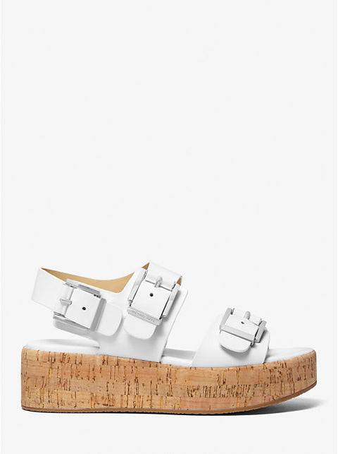 Michael Kors Women's White Colby Leather Flatform Sandal |Michael Kors In Lebanon