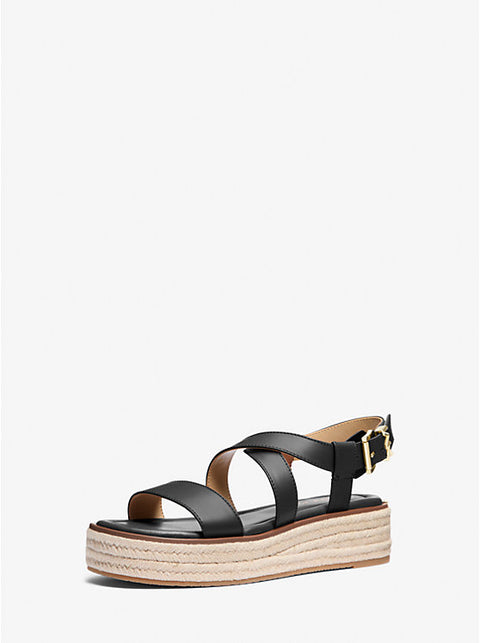 Michael Kors Women's Black Lynn Leather Platform Espadrille Sandal | Michael Kors In Lebanon