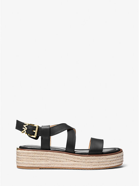 Michael Kors Women's Black Lynn Leather Platform Espadrille Sandal | Michael Kors In Lebanon