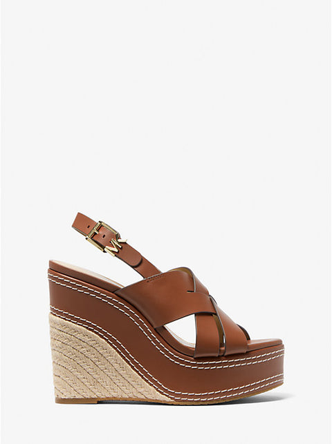 Michael Kors Women's Brown Leather Nora Wedge Sandals | Michael Kors In Lebanon