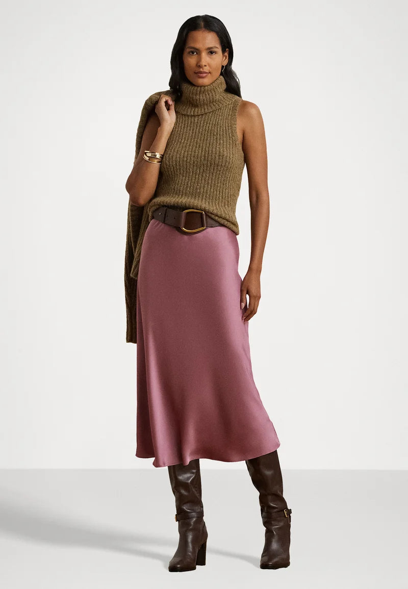 Lauren Ralph Lauren Women's Khaki Wool Blend Sleeveless Turtleneck Sweater | Lauren Ralph Lauren In Lebanon
