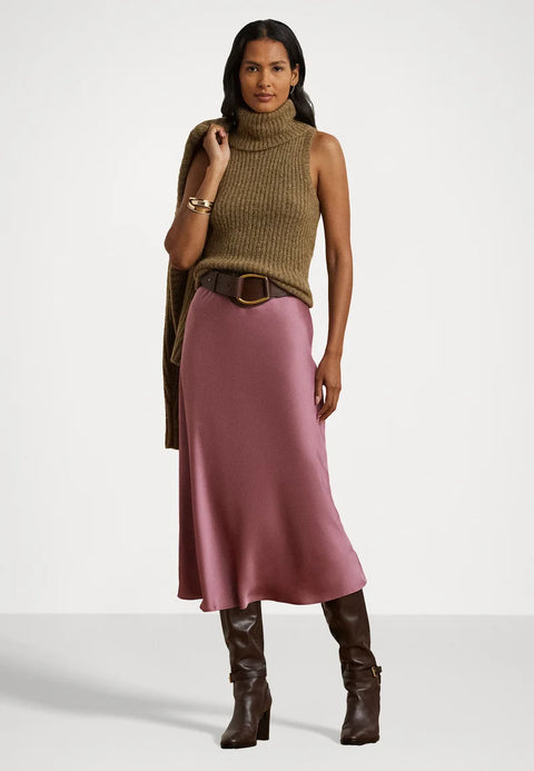 Lauren Ralph Lauren Women's Khaki Wool Blend Sleeveless Turtleneck Sweater | Lauren Ralph Lauren In Lebanon