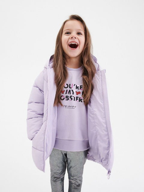 Reserved Baby Girl's Light Purple Hooded Quilted Jacket |Reserved In Lebanon
