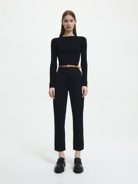 Reserved Women's Black Chino Trousers | Reserved In Lebanon
