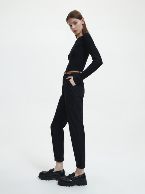 Reserved Women's Black Chino Trousers | Reserved In Lebanon