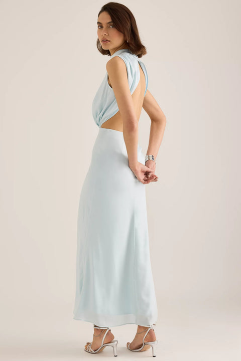 Bardot Women's Aqua Delphine High-Neck Cut Maxi Dress | Bardot In Lebanon