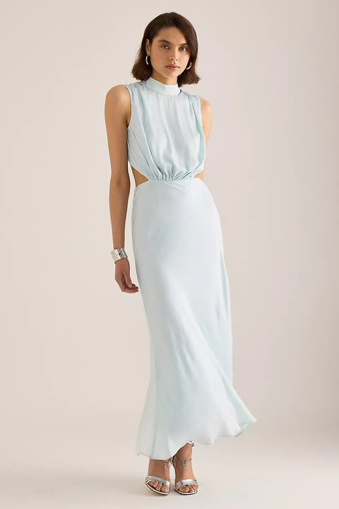 Bardot Women's Aqua Delphine High-Neck Cut Maxi Dress | Bardot In Lebanon
