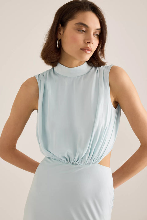 Bardot Women's Aqua Delphine High-Neck Cut Maxi Dress | Bardot In Lebanon