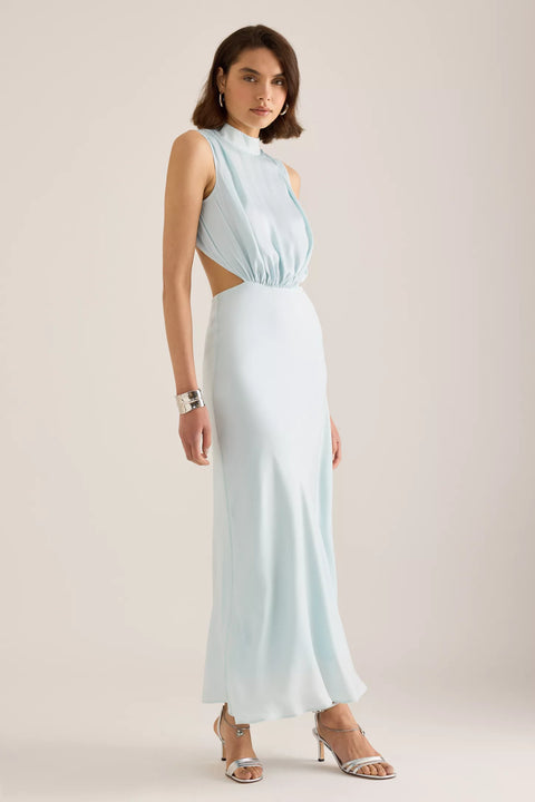 Bardot Women's Aqua Delphine High-Neck Cut Maxi Dress | Bardot In Lebanon