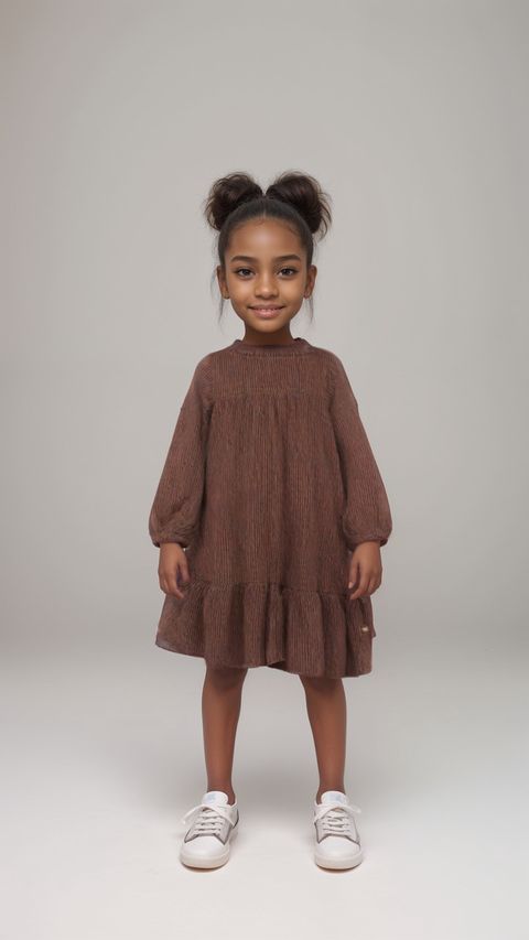 POMPdeLUX Girl's Multicolor Long-Sleeve Dress | POMPdeLUX in Lebanon