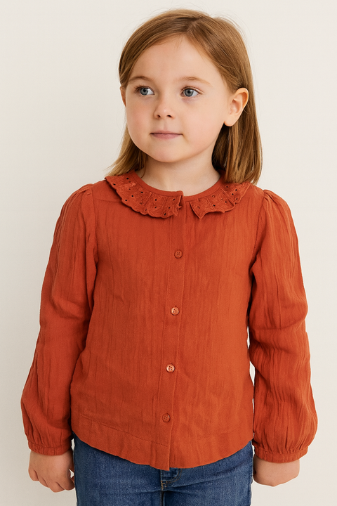 POMPdeLUX Girl's Coral Long-Sleeve Shirts |POMPdeLUX in Lebanon