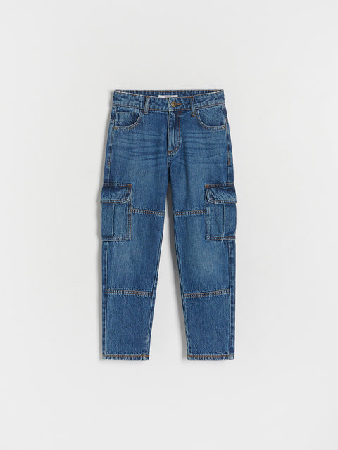 Blue jeans on a white background