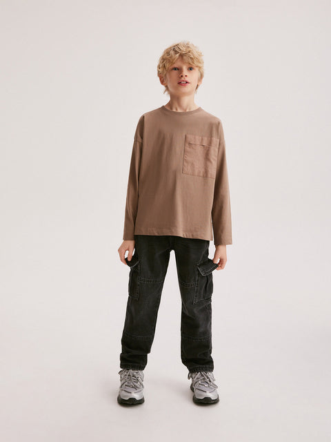 Reserved Boy's Black Regular Cargo Jeans | Reserved In Lebanon