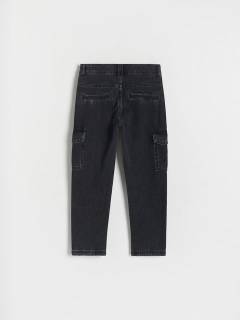 Reserved Boy's Black Regular Cargo Jeans | Reserved In Lebanon