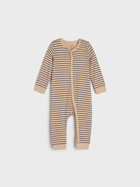 Striped baby onesie on a white background