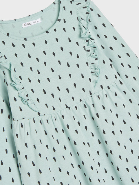 Sinsay Girl's Mint Green Ruffle Detail Dress | Sinsay In Lebanon