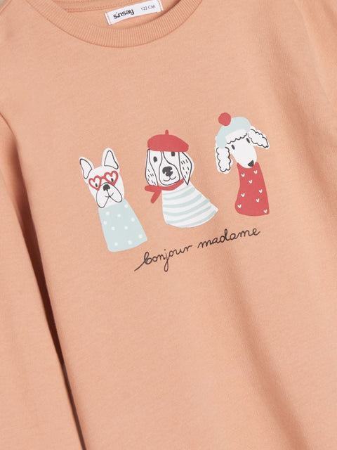 Sinsay Baby Girl's Nude Printed Long Sleeve Sweat Dress |Sinsay In Lebanon