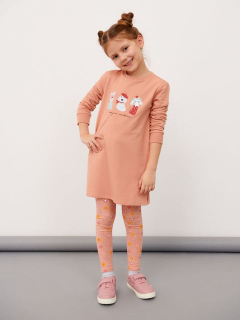 Sinsay Baby Girl's Nude Printed Long Sleeve Sweat Dress |Sinsay In Lebanon