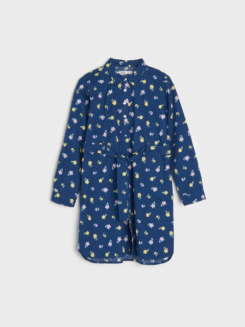 Sinsay Girl's Navy Shirt Dress With A Print | Sinsay In Lebanon