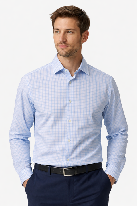 Hugo Boss Men's Blue Checked Slim-Fit Dress Shirt | Hugo Boss In Lebanon