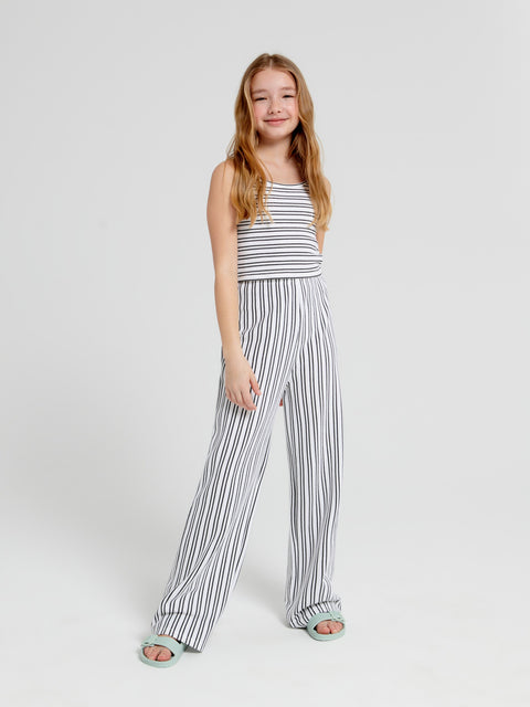 Sinsay Girl's White & Black Striped Knitted Sleeveless Jersey Top | Sinsay In Lebanon