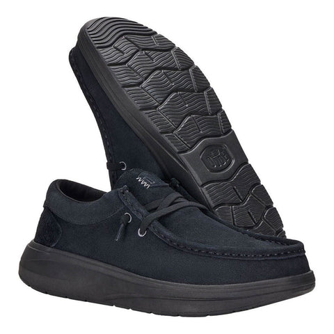 Hey Dude Men's Black Wally Comf Suede Casual Sneakers |Hey Dude In Lebanon