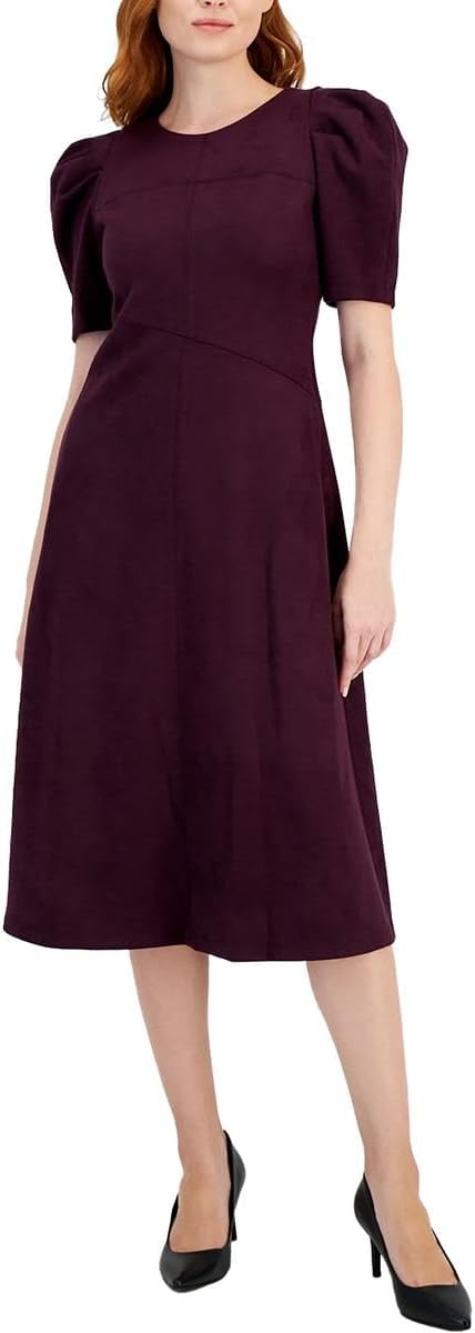Anne Klein Women's Purple Puff Sleeve Midi Dress | Anne Klein In Lebanon