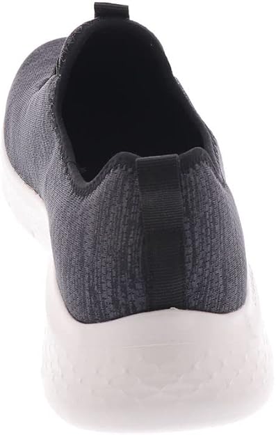 Gray slip-on sneaker with a white sole on a white background