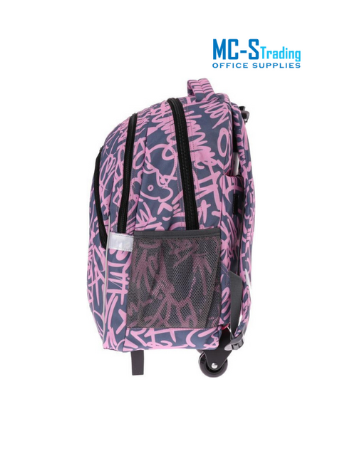 SD Girl's Gray & Pink School Trolley Bag 160306