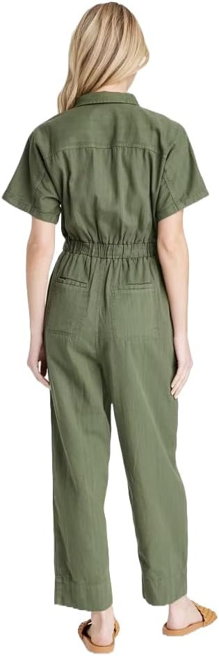 Universal Thread Women's Khaki Green Short Sleeve Button-Front Overall |Universal Thread In Lebanon