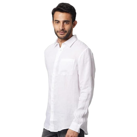 Celio Men's White Linen Long Sleeve Shirt | Celio in Lebanon