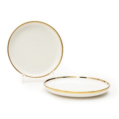 Hinox White & Gold Round Shape Deep Dinner Plate U-7 (1 pc) | Hinox In Lebanon